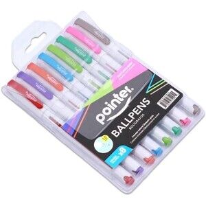 8 Pack Ballpoint Pens 1.0mm Medium Point Textured Grip Vibrant Colors Black Ink